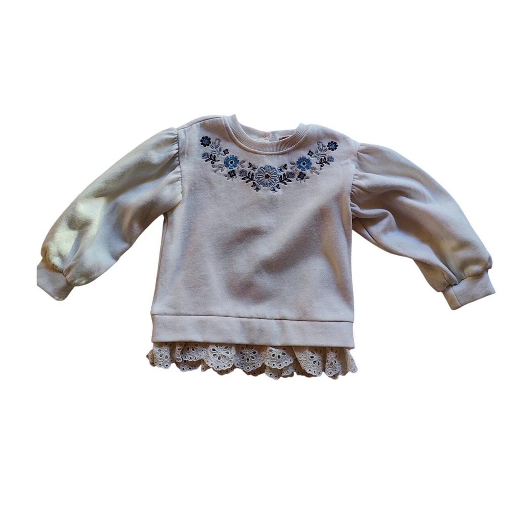 Haute hippie 2T toddler long sleeves shirt embroidery and lace vintage look E-B1